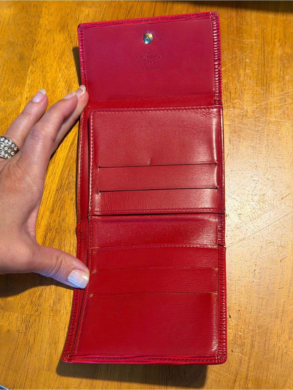 Louis Vuitton Red Epi Leather bi fold wallet - Picture 5 of 9